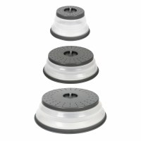 Set of Three Gray Microwave Food Covers