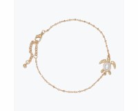 Gold Toned Sea Turtle and Faux Pearl Anklet