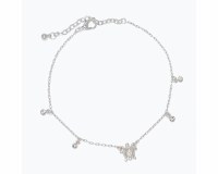 Silver Toned Sea Turtle Bling Anklet