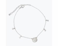 Silver Toned Seashell Bling Anklet