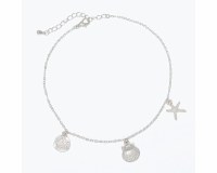 Silver Toned Sealife Charms Anklet