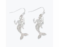 Silver Toned Bling Mermaid Earrings