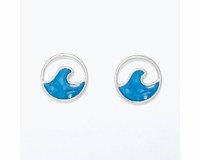 Silver Toned and Blue Wave Earrings