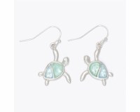Silver Toned and Two Toned Green Sea Turtle Earrings
