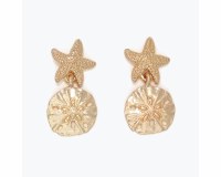 Gold Toned Starfish and Sand Dollar Earrings