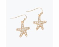 Gold Toned and Faux Pearl Starfish Earrings