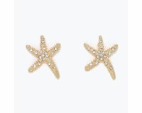 Gold Toned Bling Starfish Earrings