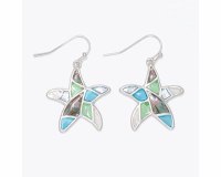 Silver Toned and Multicolor Starfish Earrings