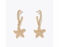 Gold Toned Starfish Hoop Earrings
