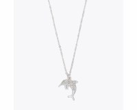 Silver Toned Bling Dolphin Necklace