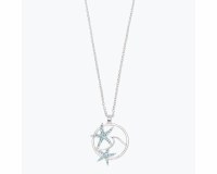 Silver Toned and Aqua Bling Starfish Necklace