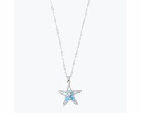 Silver Toned and Two Toned Blue Starfish Necklace