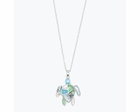 Silver Toned and Multicolor Sea Turtle Necklace