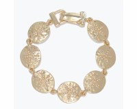 Gold Toned Faux Pearl Sand Dollar Bracelet