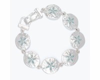 Silver Toned and Aqua Bling Sand Dollar Bracelet