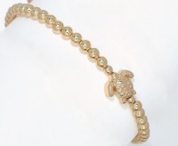 Gold Toned Sea Turtle Bead Bracelet
