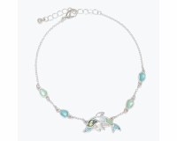 Silver Toned and Multicolor Sea Glass Dolphin Bracelet