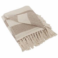 50 x 60" Beige and Tan Stripes Indoor/Outdoor Throw Blanket