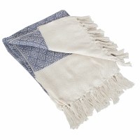 50 x 60" Light Blue Geometric Indoor/Outdoor Throw Blanket