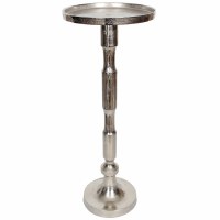 10" Round Silver Metal Column End Table