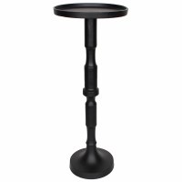 10" Round Black Metal Column End Table