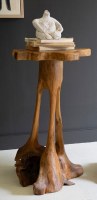 27" Brown Teak Wood Open Trunk End Table