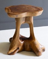 16" Brown Teak Wood Open Trunk End Table