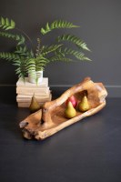8" x 27" Brown Teak Wood Tray With One Long Handle