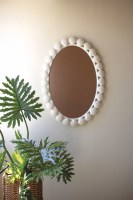 37" x 26" White Scallop Shell Frame Metal Coastal Mirror