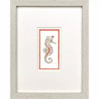 14" x 11" Seahorse 1 Coastal Framed Print Under Glass