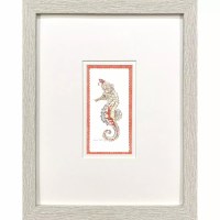 14" x 11" Seahorse 2 Coastal Framed Print Under Glass