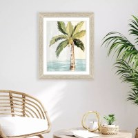 36" x 30" Oasis Palm Tree 1 Coastal Framed Print Under Glass
