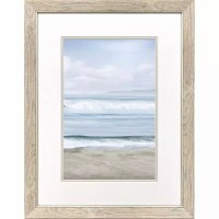 27" x 21" Big Wave Crashing on the Beach Shore Coastal Framed Print Under Glass