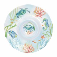 13.5" Round Sea Serenade Melamine Chip & Dip