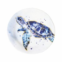 9" Round Blue Sea Turtle Melamine Plate