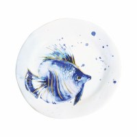 9" Round Blue Fish Melamine Plate