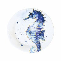 9" Round Blue Seahorse Melamine Plate