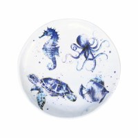 6" Round Blue Sea Life Melamine Plate