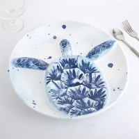14" Round 3D Blue Sea Turtle Melamine Platter