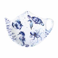 4" Blue Sea Life Melamine Tea Bag Holder
