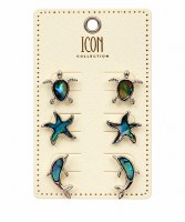 Set of Three Abalone Sea Life Earrings
