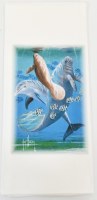 26" x 16" Guy Harvey Manatees and Dolphin Coastal Kitchen Towel