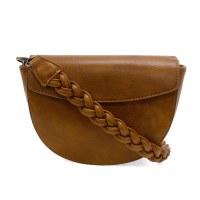 7" x 9" Dark Amber Crescent Crossbody Bag With a Braid Strap
