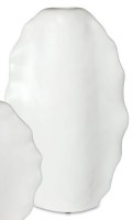 16" White Oval Wavy Decorative Vase