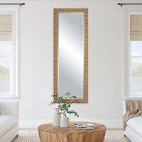 70" x 25" Brown Beveled Wrap Frame Mirror