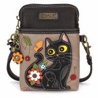 7" x 5" Black Cat Cell Phone Crossbody Purse