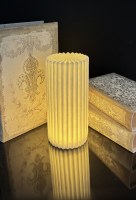 3.75" x 8" Ivory Aurora Column Table Lamp