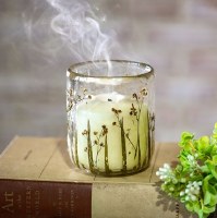 4.5" Baby's Breath Pressed Flower Glass Votive