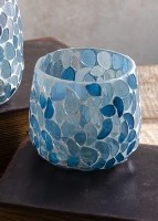 3.5" Blue Mosaic Glass Votive