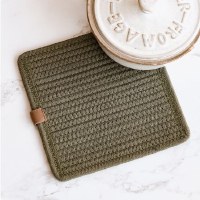 8" Sq Olive Green Hot Pad Pot Holder